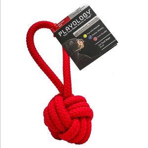 NWT, Playology Dri-Tech Rope Knot Dog Toy, Beef, Red, Small
